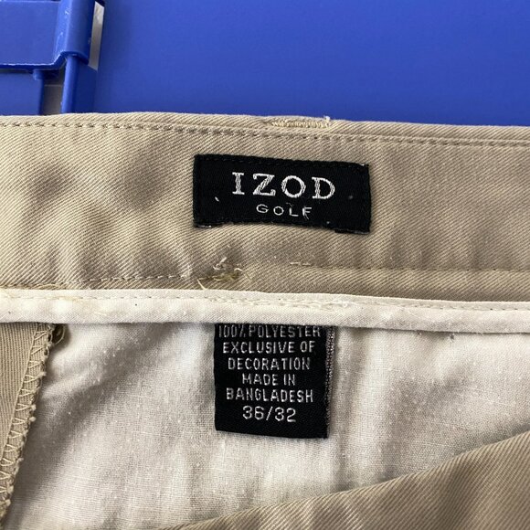 IZOD Golf Pants 36x32 Beige/Tan Fits (36x29) Performance Outdoors Pleated - Picture 5 of 9